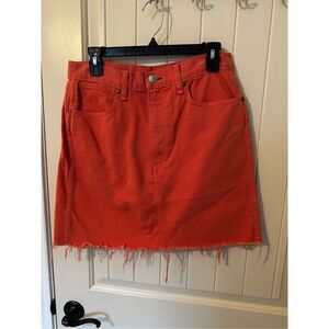 Rag & Bone Denim Frayed Raw Hem Coral Haze Cotton Skirt Women Size 28